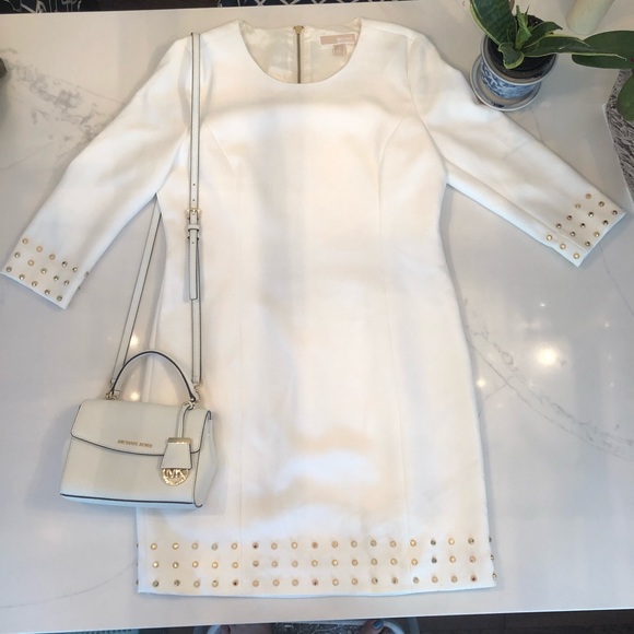 NWT Michael Kors gold studded cream dress - Picture 2 of 15